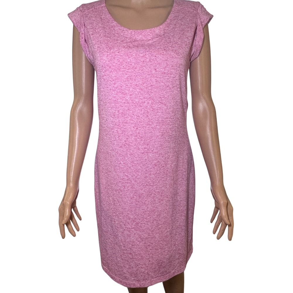 Athleta Charisma Pink Heathered Cap Sleeve Knit Casual Dress Size S Open‎ Back
